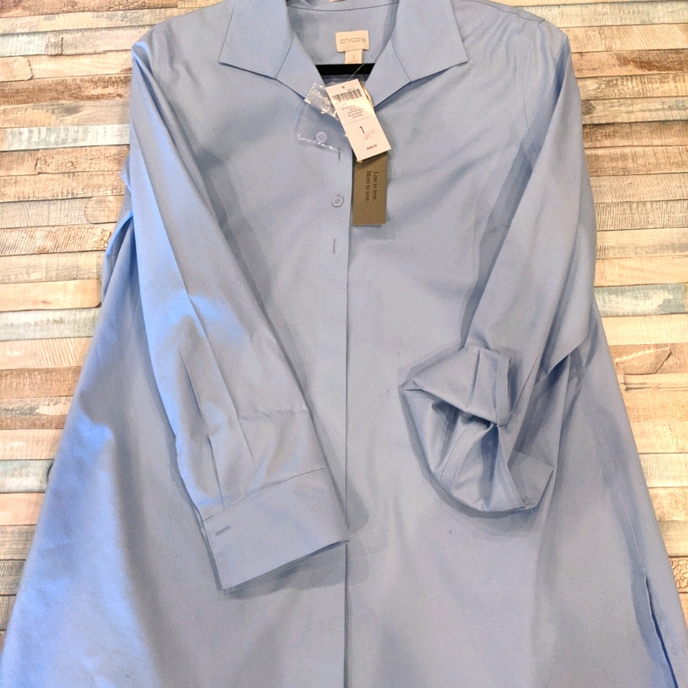 Blue button front blouse